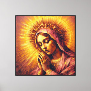 Toile Vierge Marie priant avec une couronne de lumière d