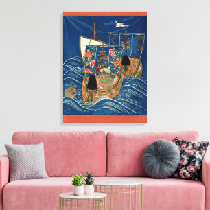 Toile Vieux bateau-trésor japonais chanceux G.A. Audsley