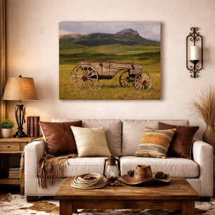 Toile Vieux chariot laissé dans un pâturage Waterton