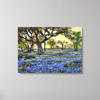Toile Vieux chêne et cloches bleues - Art Onderdonk
