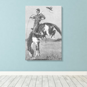 Toile Vieux cow-boys de rodéo, Bronco cabré par Remingto