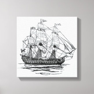Toile Vieux galion de pirates, esquisse d'un navire de 7