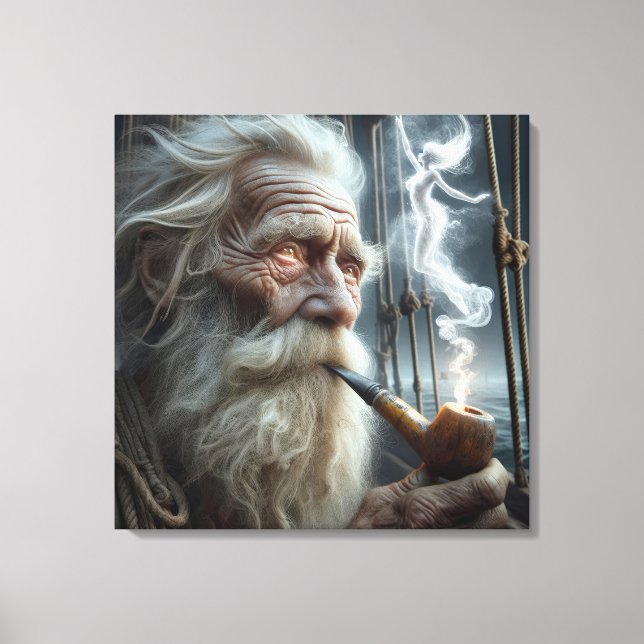Toile Vieux Marin Fumant Une Pipe (Recto)