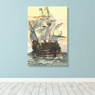 Toile Vieux navire pirate, galion naviguant sur l'océan