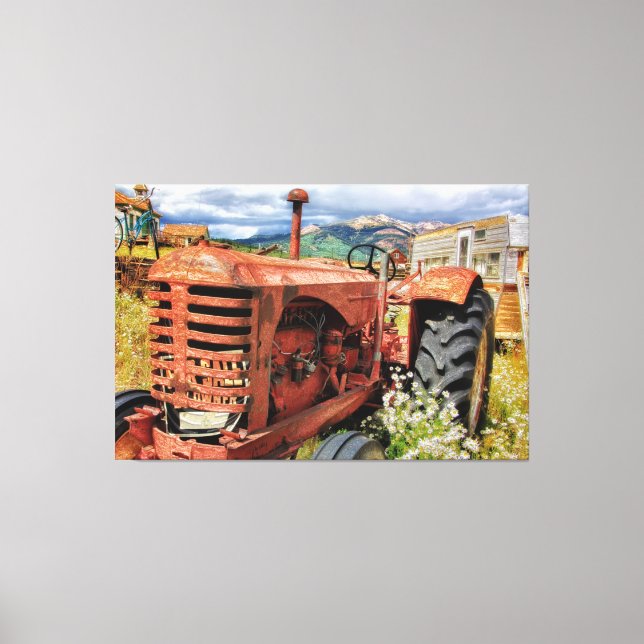 Toile Vieux tracteur Vintage rouillé (Recto)