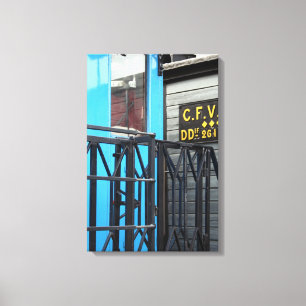 Toile Vieux Train à vapeur Le Mastrou Blue Wagon Canvas