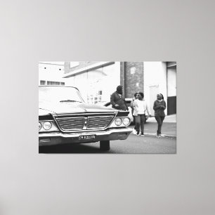 Toile Vieux Voiture Monochrome Noir Et Blanc Ville