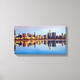 Toile View of Chicago skyline with reflection