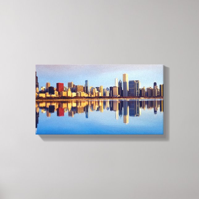 Toile View of Chicago skyline with reflection (Recto)