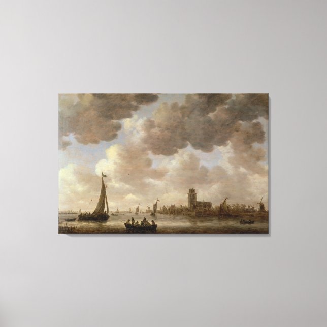 Toile View of Dordrecht Downstream from the Grote Kerk, (Recto)