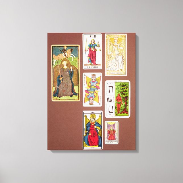 Toile VIII Justice, sept cartes tarot (Recto)