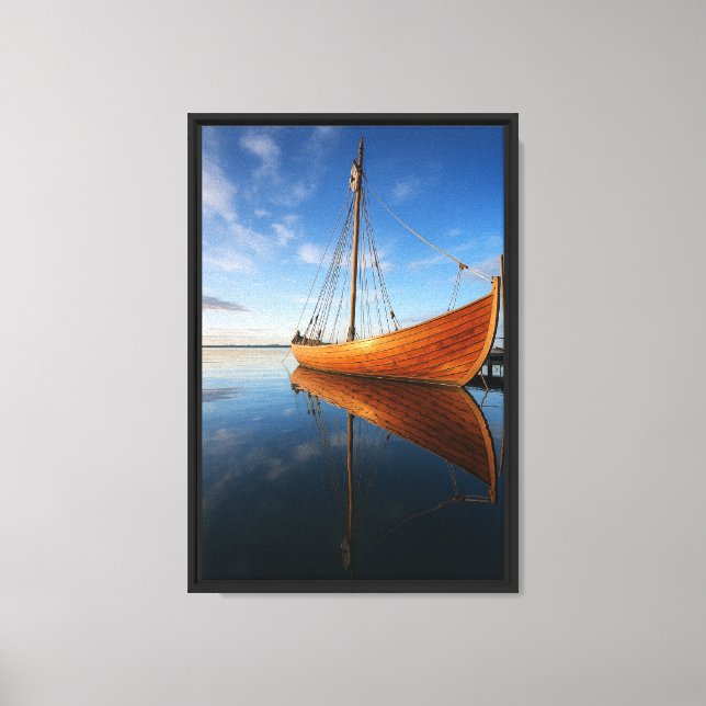 Toile Viking Longship Reflection Scandinave Nautique (Recto)