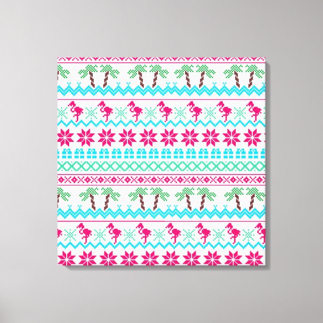 Toile Vilain pull de Noël Flamant rose Tropical (Recto)