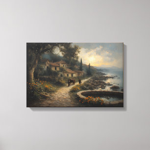 Toile Village côtier méditerranéen - Style du 19e siècle