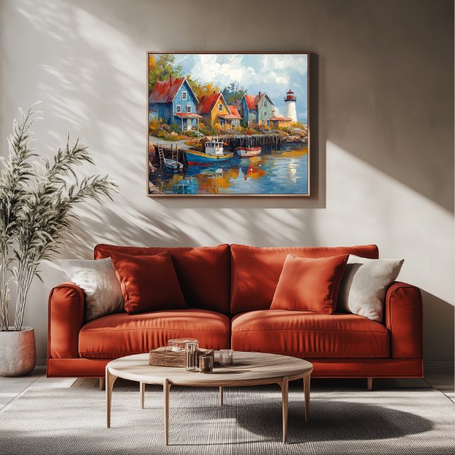 Toile Village de pêcheurs balnéaire pittoresque (Fishing Village Artwork)