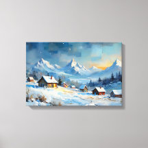 Village d'hiver alpin sous Starlit Sky