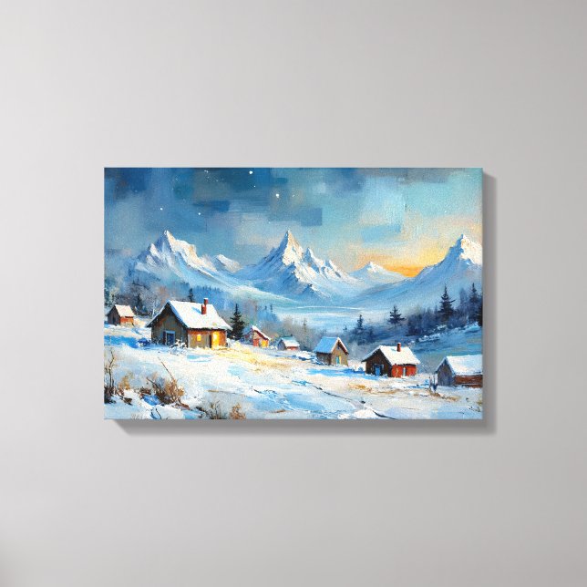 Toile Village d'hiver alpin sous Starlit Sky (Recto)