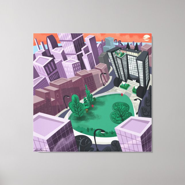 Toile Ville Au coucher Du Soleil (Recto)