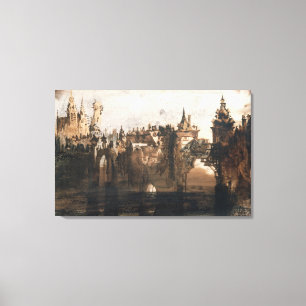 Toile Ville avec un pont cassé