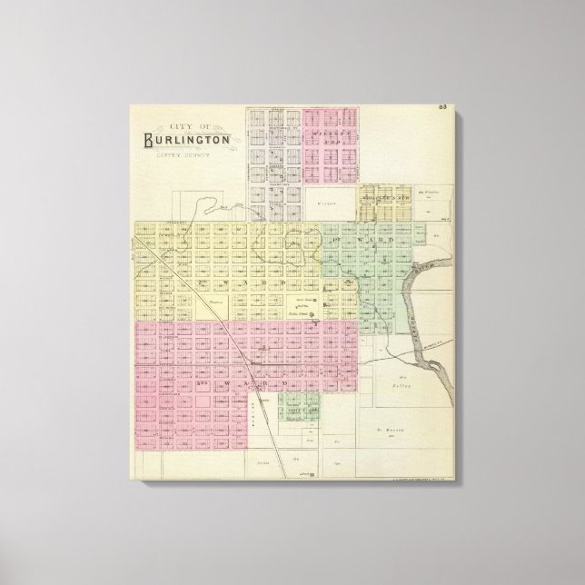 Toile Ville de Burlington, comté de Coffee, Kansas (Recto)