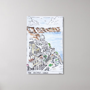 Toile Ville de Fira   Île de Santorin, Grèce