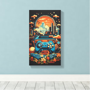 Toile Ville de jeux Retro