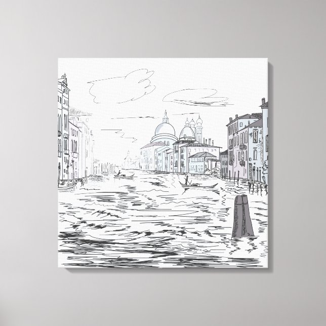 Toile Ville de Venise sur les bâtiments des bateaux à ea (Recto)