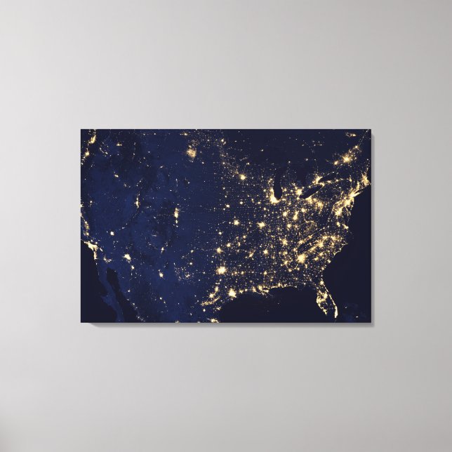 Toile Ville Des États-Unis La Nuit. (Recto)