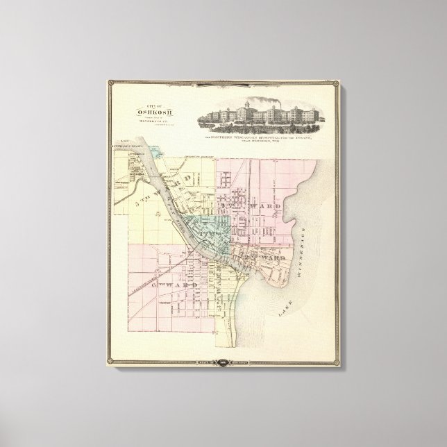 Toile Ville d'Oshkosh, siège du comté de Winnebago Co (Recto)