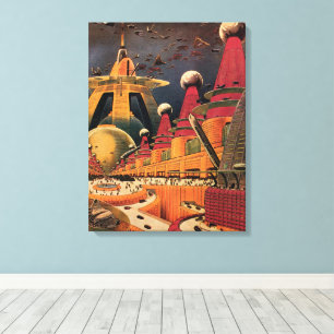 Toile Ville futuriste de science-fiction vintage avec vo