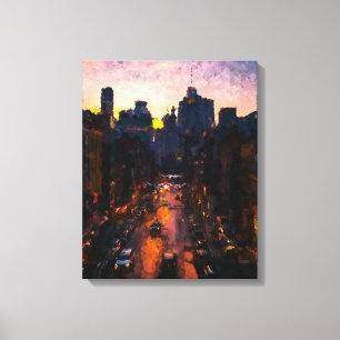 Toile Ville la nuit