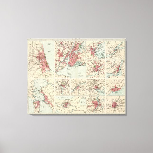 Toile Villes américaines à l'échelle uniforme (Recto)