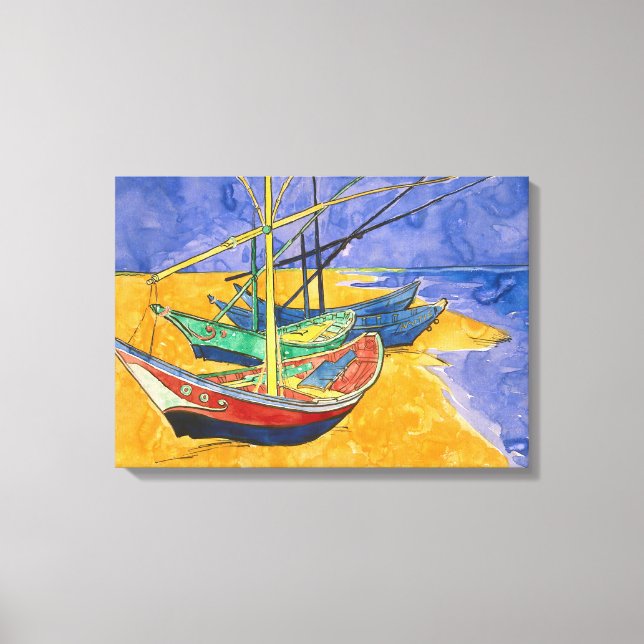 Toile Vincent van Gogh - Bateaux de pêche sur la plage (Recto)