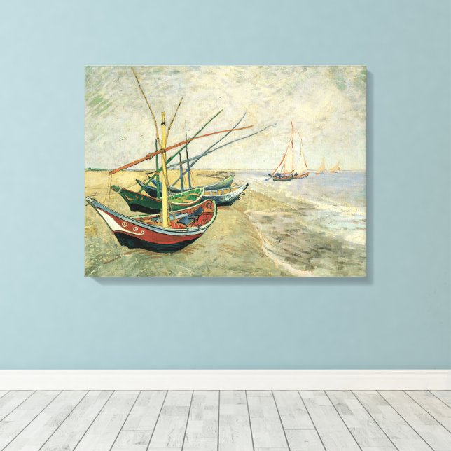 Toile Vincent van Gogh - Bateaux de pêche sur la plage (Insitu (Plancher de Bois))