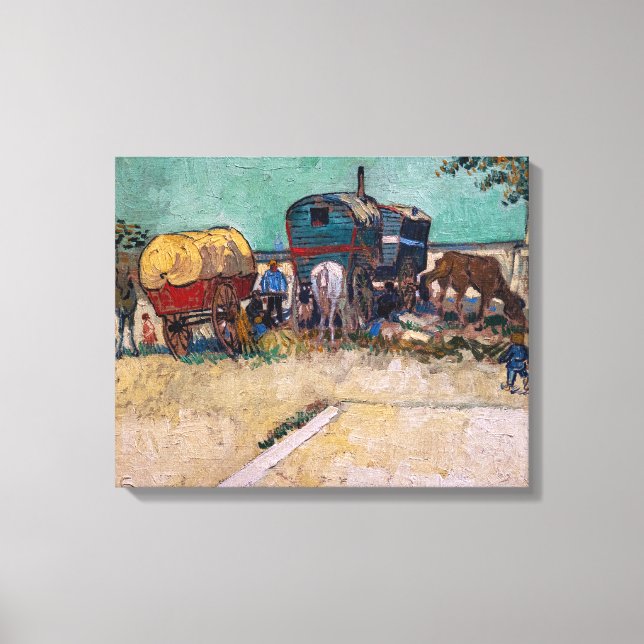 Toile Vincent Van Gogh - Caravanes, camp de Gitans près  (Recto)