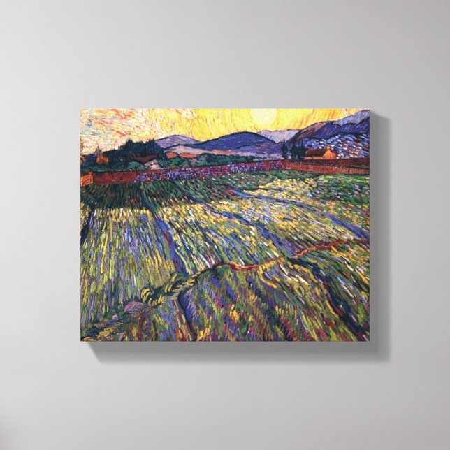 Toile Vincent Van Gogh - Champ clos avec soleil levant (Recto)