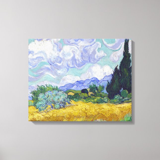 Toile Vincent Van Gogh - Champ de blé avec cyprès (Recto)
