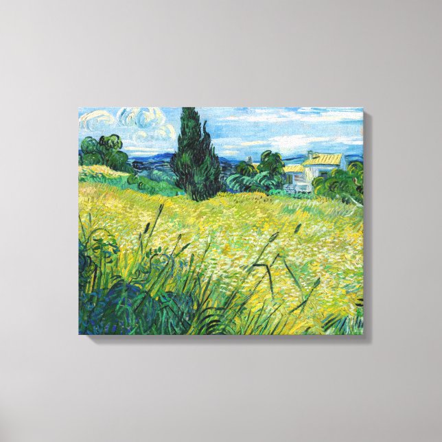 Toile Vincent van Gogh - Champ de blé vert avec cyprès (Recto)