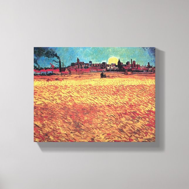 Toile Vincent Van Gogh - Coucher de soleil sur les champ (Recto)