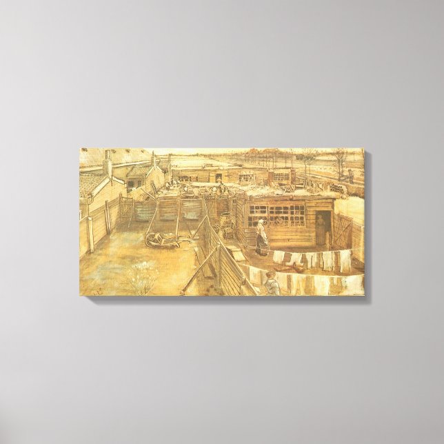 Toile Vincent van Gogh - Cour de charpentier et lessive (Recto)