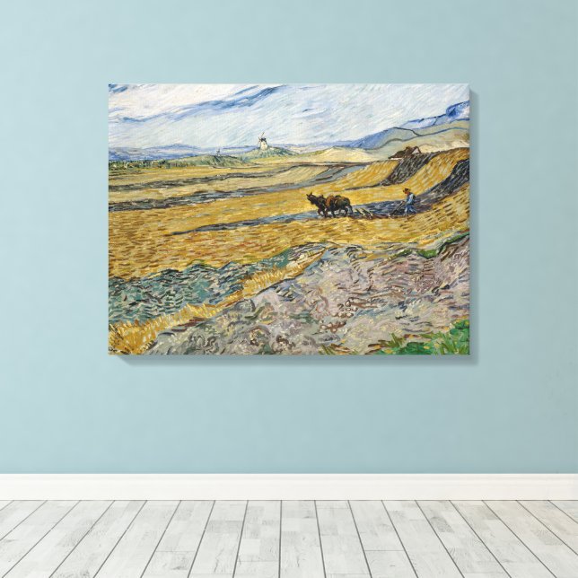 Toile Vincent Van Gogh, Enfermé Field avec Plowman (Insitu (Plancher de Bois))