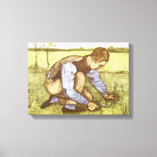 Toile Vincent van Gogh - Garçon coupant de l'herbe à la  (Recto)