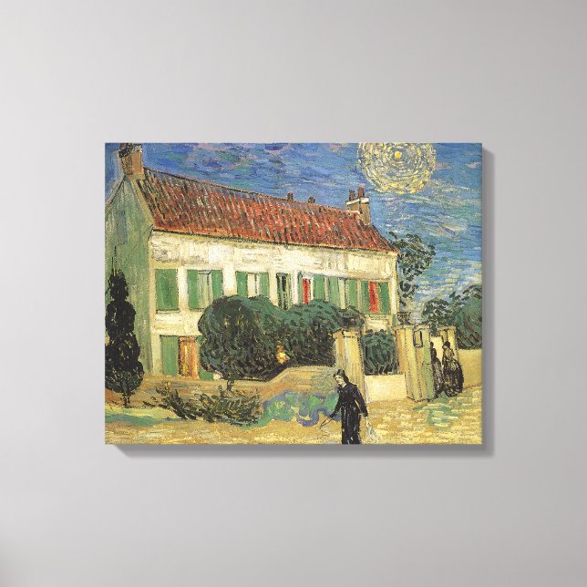 Toile Vincent van Gogh - La maison blanche la nuit (Recto)