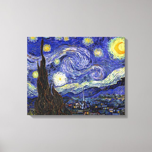 Toile Vincent Van Gogh - La Nuit étoilée Beaux-Arts (Recto)