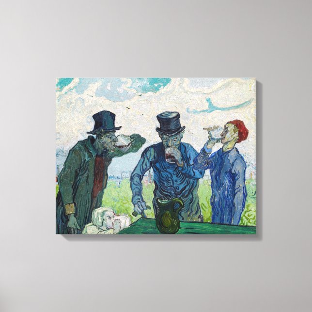 Toile Vincent van Gogh - Les buveurs, après Daumier (Recto)