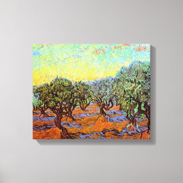 Toile Vincent Van Gogh - Olive Grove avec ciel orange (Recto)