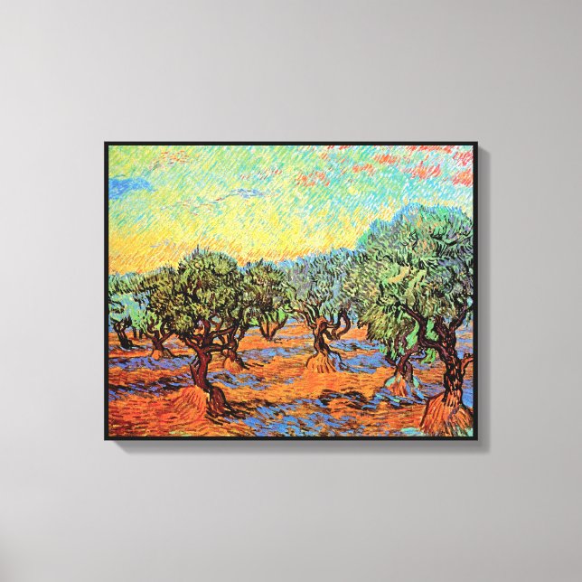 Toile Vincent Van Gogh - Olive Grove avec ciel orange (Recto)