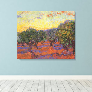 Toile Vincent van Gogh - Oliveraie, ciel orange
