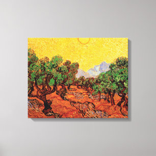 Toile Vincent Van Gogh - Oliviers avec ciel jaune