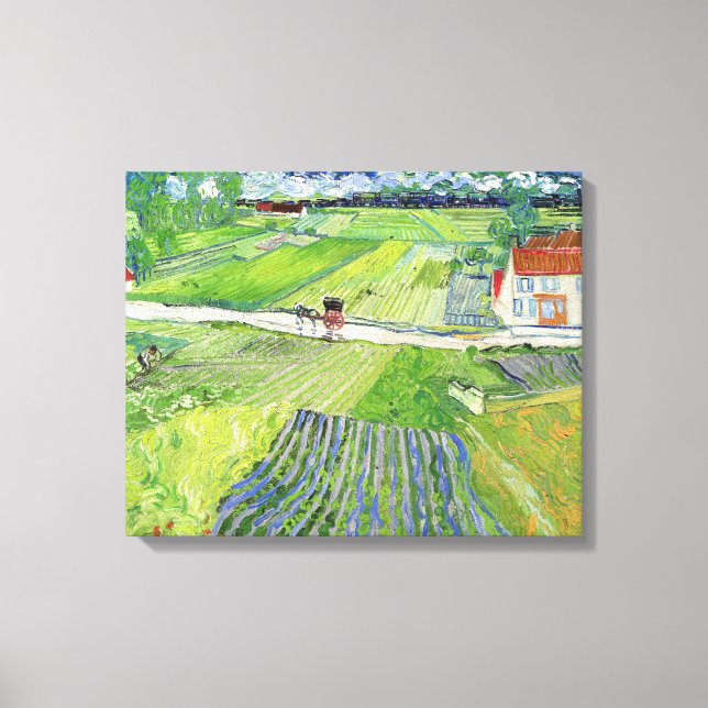 Toile Vincent van Gogh - Paysage avec transport et train (Recto)